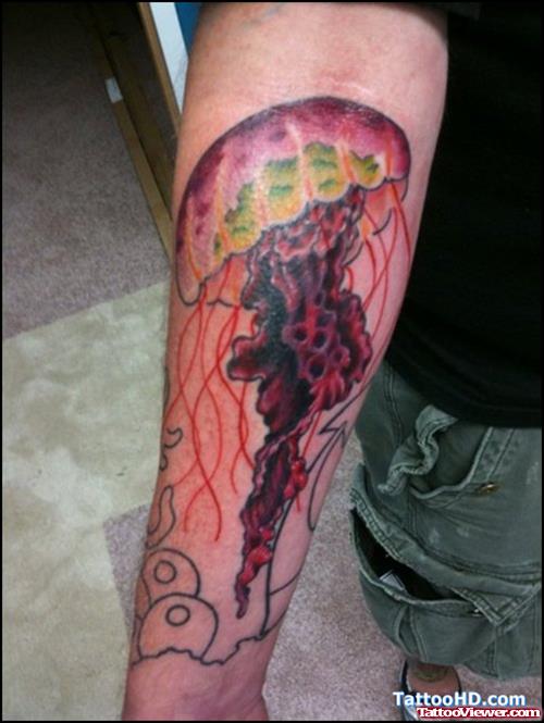 Right Forearm Jelly Fish Animated Tattoo