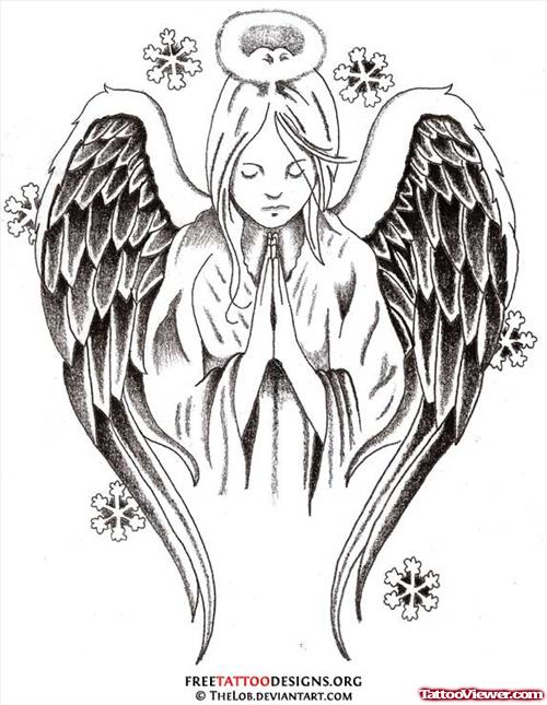 Praying Angel Animated Tattoo Design