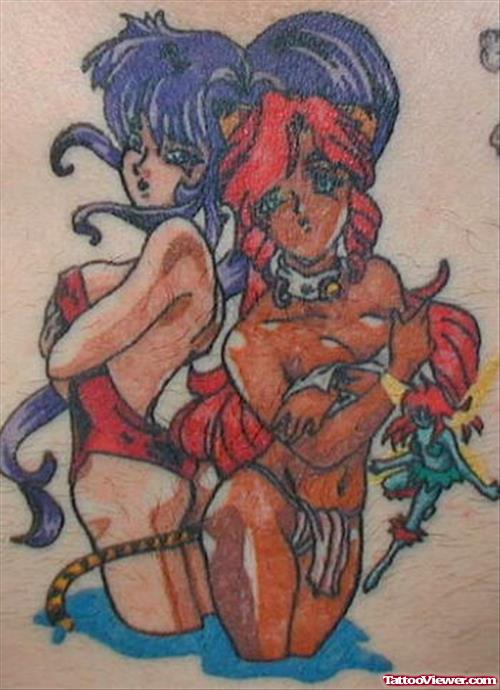 Color Ink Girls Animated Tattoo