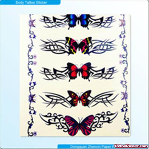 Tribal And Butterflies Animated Tattoo Design
