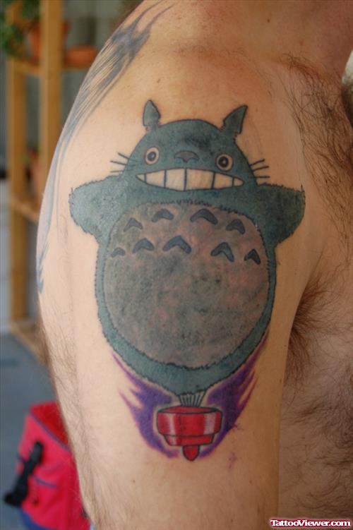 Totoro Animated Tattoo On Right Shoulder