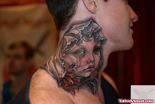Animated Tattoo On Man Neck