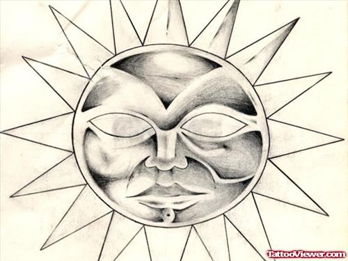 Animated Sun Tattoo Design