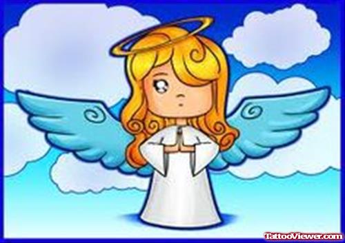 Colored Angel Girl Animated Tattoo