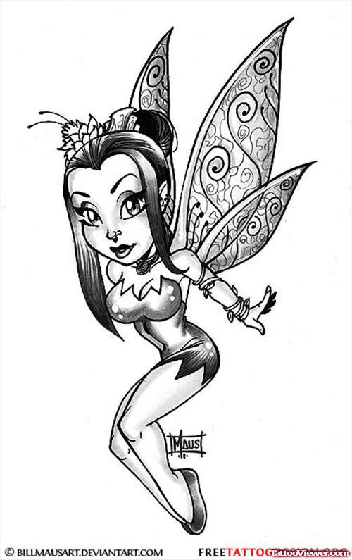 Animated Cartoon Fairy Tattoo Design