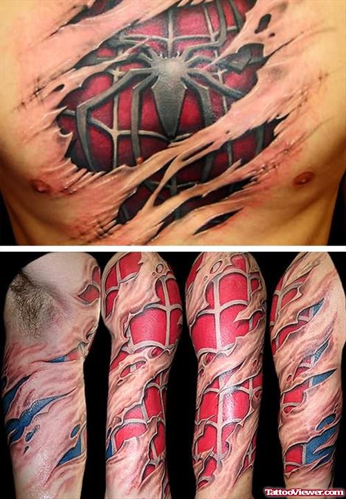 Spiderman Animated Tattoo For Body
