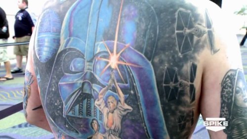 Awesome Colored Animated Tattoo On Back Body For Men
