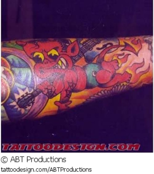 awesome Color Ink Animated Tattoo On Arm