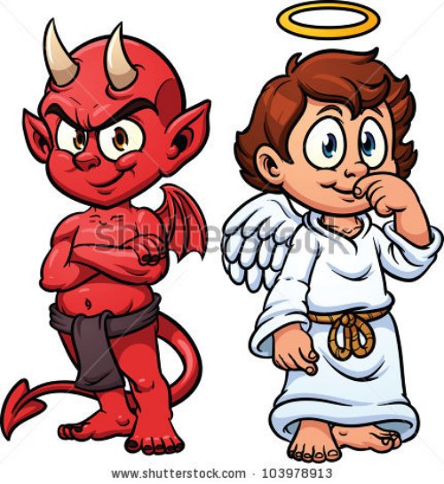 Red Ink Devil And Angel Animated Tattoos Designs