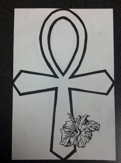 Flowers And Ankh Tattoo Design