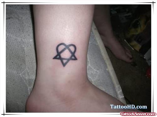 Heart Star Tattoo On Ankle