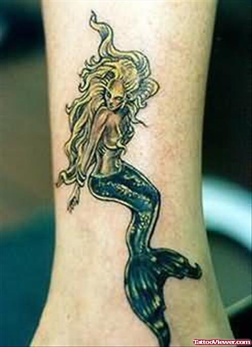 Mermaid Tattoo On Ankle