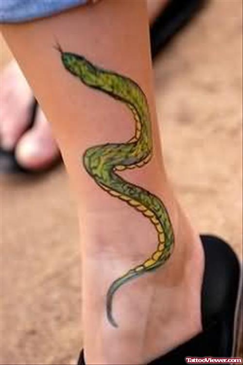 Malicious Snake Tattoo On Ankle