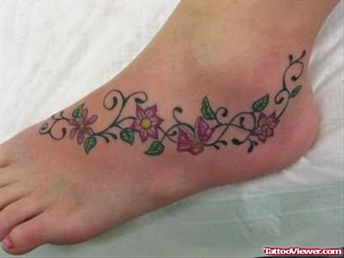 Ankle Flowers Tattoos Designs