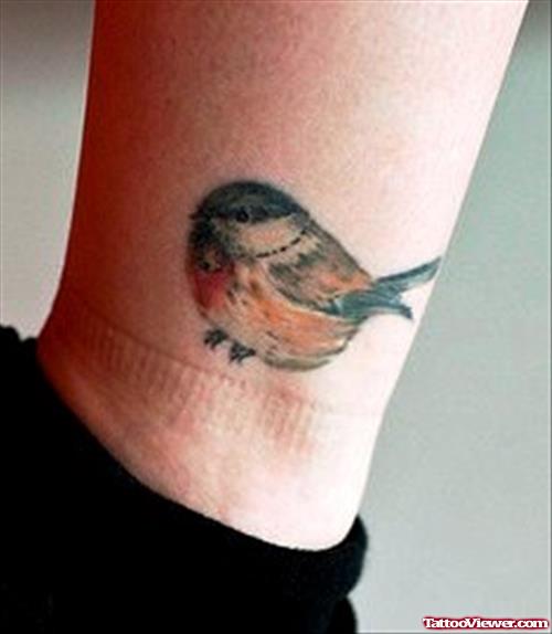 Colored Bird Ankle Tattoo
