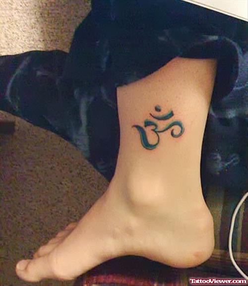 Color Ink Om Symbol Ankle Tattoo
