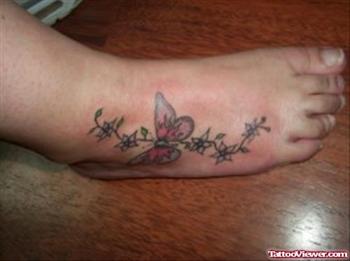 Color Butterfly Ankle Tattoo For Girls
