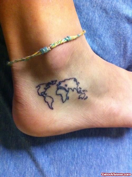 Outline Map Ankle Tattoo
