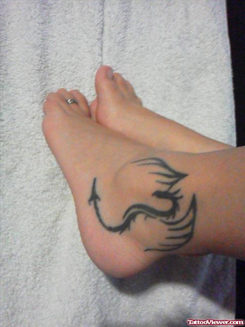 Tribal Dragon Tattoo On ankle