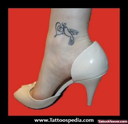 Heart And Dove Ankle Tattoo