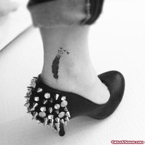 Black Feather Tattoo On Ankle
