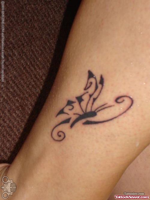Attractive Butterfly Ankle Tattoo