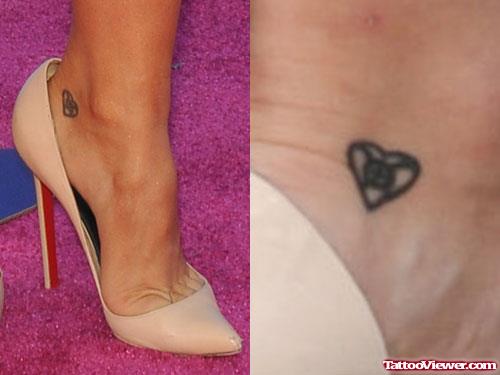 Small Black Heart Tattoo On Ankle