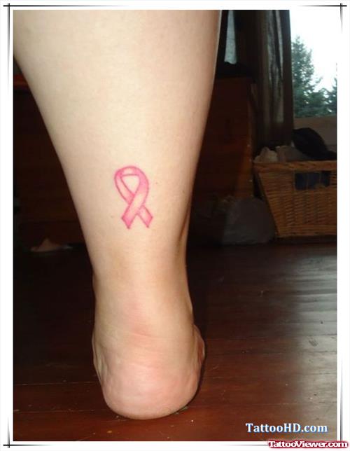 Pink ribbon Ankle Tattoo