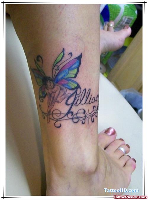 Awesome Colored Ankle Tattoo For Girls