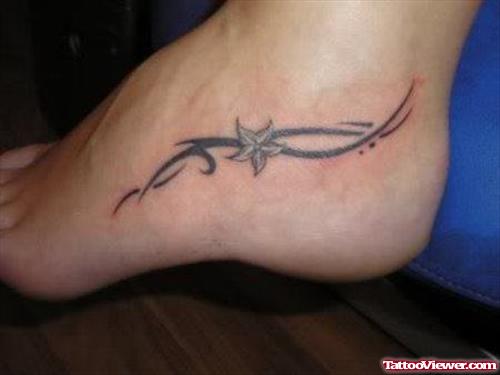 Tribal And star Ankle Tattoo