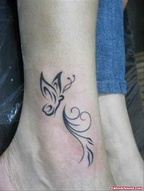 Tribal Butterfly Tattoo On Ankle
