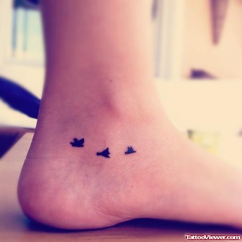 Tiny Flying Birds Ankle Tattoo