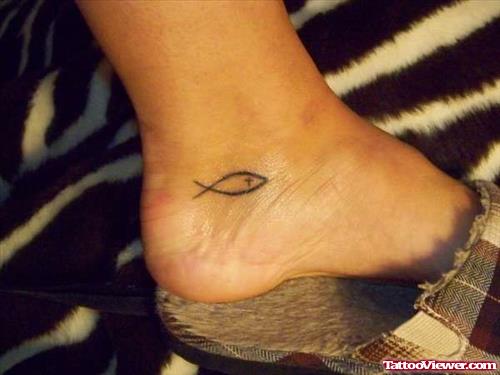 Small Jesus Fish Ankle Tattoo