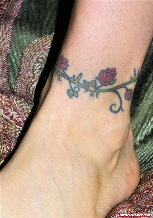 Rose Flowers Ankleband Tattoo