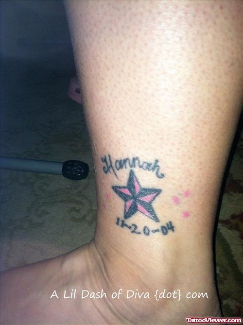 Memorial Nautical Star Ankle Tattoo