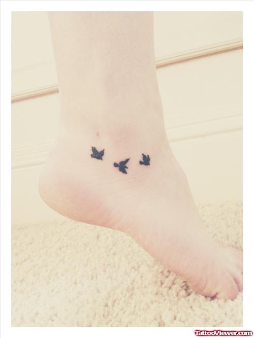 Cute Black Birds Ankle Tattoo