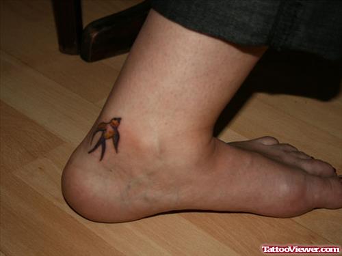 Color Ink Bird Ankle Tattoo
