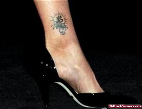 Sun And Flower Ankle Tattoo