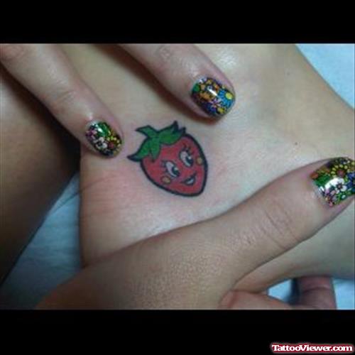 Red Tomatto Tattoo On Ankle