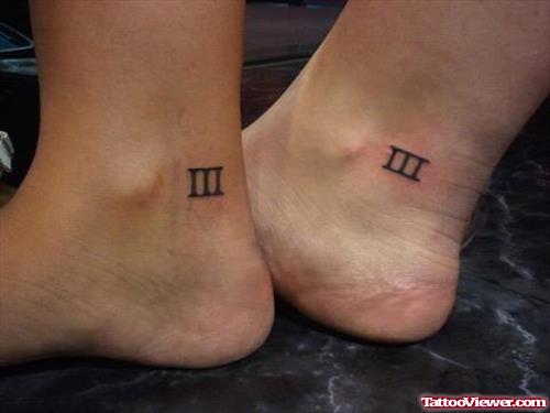 Couple With Roman Numerals Ankle Tattoo