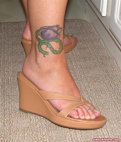 Purple Flower Ankle Tattoo