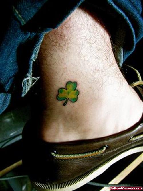 Green Clover Leaf Ankle Tattoo