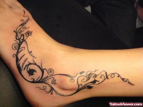 Swirl Ankle Tattoo For Girls