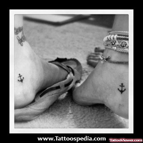 Small Anchors Ankle Tattoo For Girls