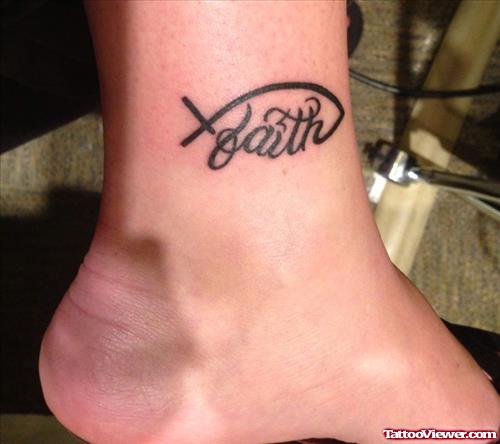 Jesus Fish and Faith Ankle Tattoo