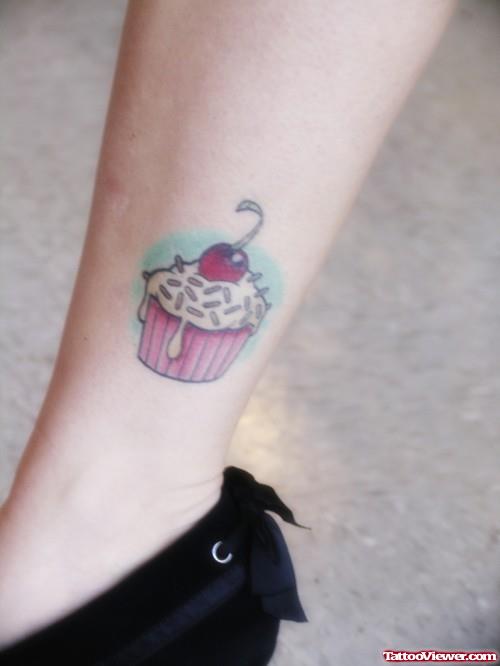 Color Cupcake Tattoo On Ankle