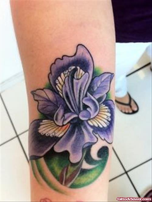 Purple Ink Flower Ankle Tattoo