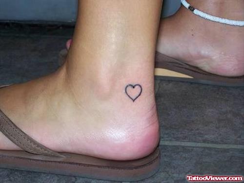 Outline Heart Ankle Heel Tattoo