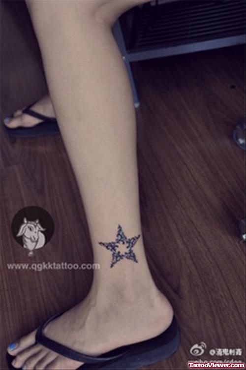 Grey Ink Star Ankle Tattoo
