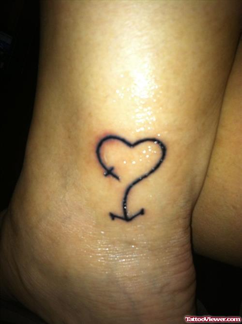Anchor Heart Ankle Tattoo